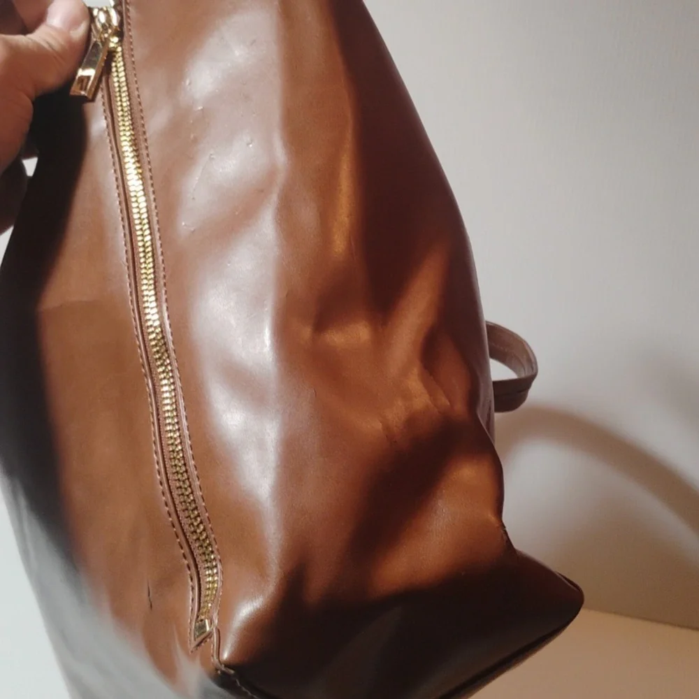 Sorial New York Tribecca Tote 100% Vegan Leather Cognac Brown - Picture 6 of 11
